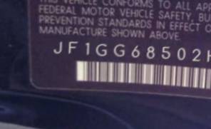 VIN prefix JF1GG68502H8