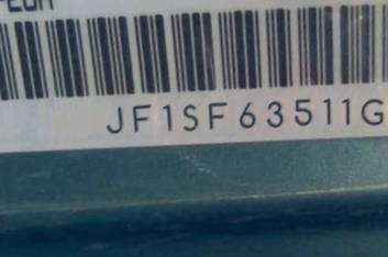 VIN prefix JF1SF63511G7