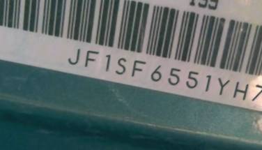 VIN prefix JF1SF6551YH7