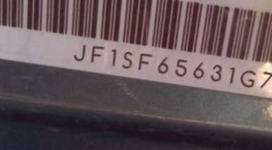 VIN prefix JF1SF65631G7