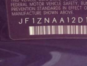 VIN prefix JF1ZNAA12D17