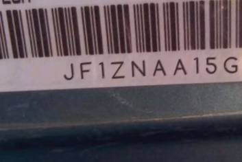 VIN prefix JF1ZNAA15G87