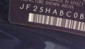 VIN prefix JF2SHABC0BH7