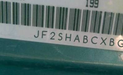 VIN prefix JF2SHABCXBG7