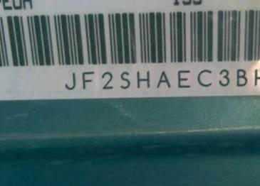 VIN prefix JF2SHAEC3BH7