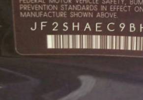 VIN prefix JF2SHAEC9BH7