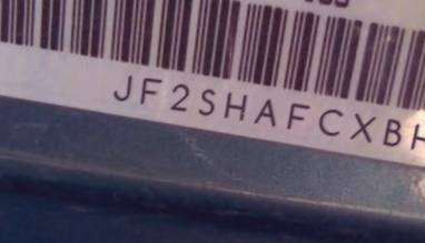 VIN prefix JF2SHAFCXBH7