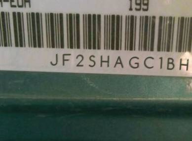 VIN prefix JF2SHAGC1BH7
