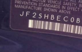 VIN prefix JF2SHBEC0BH7