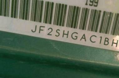 VIN prefix JF2SHGAC1BH7