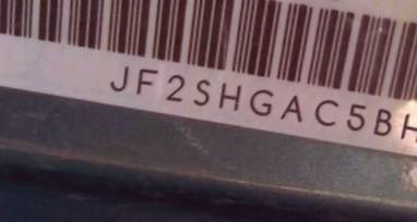 VIN prefix JF2SHGAC5BH7