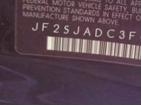 VIN prefix JF2SJADC3FG8