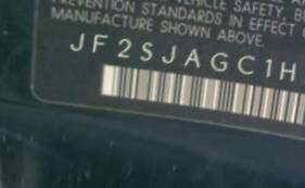 VIN prefix JF2SJAGC1HH5