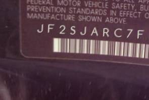 VIN prefix JF2SJARC7FH8