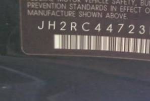 VIN prefix JH2RC44723M7