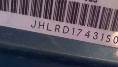 VIN prefix JHLRD17431S0