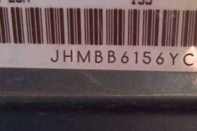 VIN prefix JHMBB6156YC0