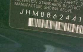 VIN prefix JHMBB62441C0