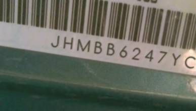VIN prefix JHMBB6247YC0