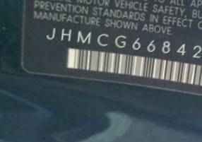VIN prefix JHMCG66842C0