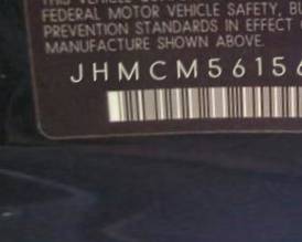 VIN prefix JHMCM56156C0
