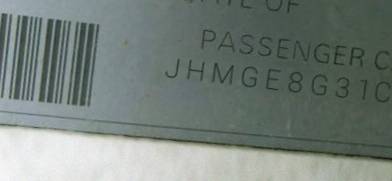 VIN prefix JHMGE8G31CS0