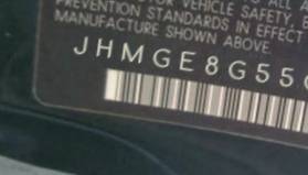 VIN prefix JHMGE8G55CS0