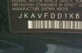 VIN prefix JKAVFDD1XBB5