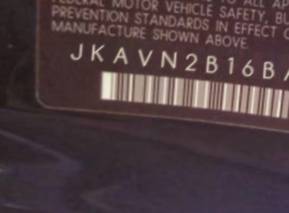 VIN prefix JKAVN2B16BA0