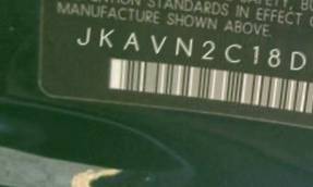 VIN prefix JKAVN2C18DA0