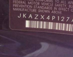 VIN prefix JKAZX4P127A0