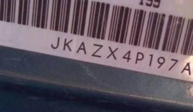 VIN prefix JKAZX4P197A0