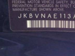 VIN prefix JKBVNAE113A1