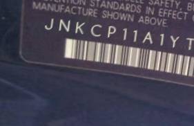 VIN prefix JNKCP11A1YT3