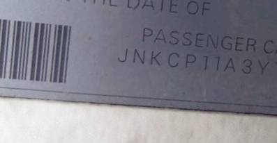VIN prefix JNKCP11A3YT3