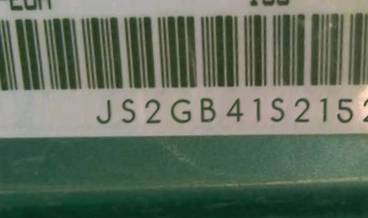 VIN prefix JS2GB41S2152