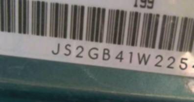 VIN prefix JS2GB41W2254