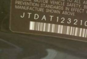 VIN prefix JTDAT1232101