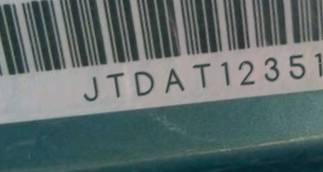 VIN prefix JTDAT1235101