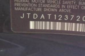 VIN prefix JTDAT1237202
