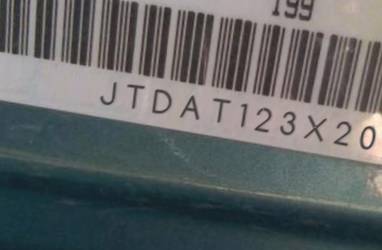 VIN prefix JTDAT123X202