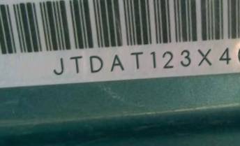 VIN prefix JTDAT123X403