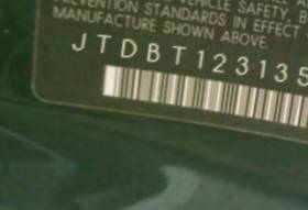 VIN prefix JTDBT1231350