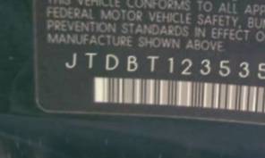 VIN prefix JTDBT1235350
