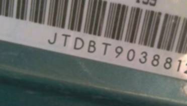 VIN prefix JTDBT9038812