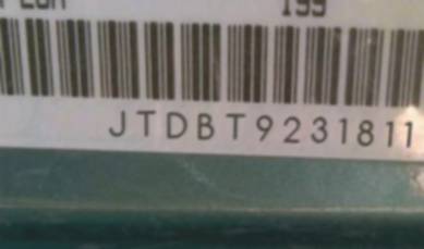 VIN prefix JTDBT9231811