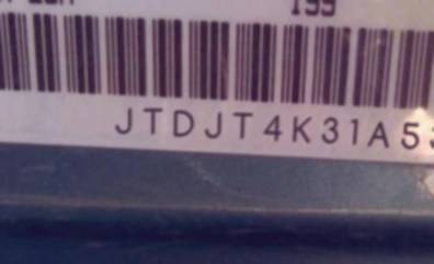 VIN prefix JTDJT4K31A53