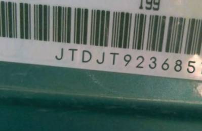VIN prefix JTDJT9236851