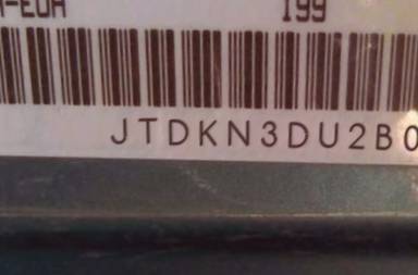 VIN prefix JTDKN3DU2B03
