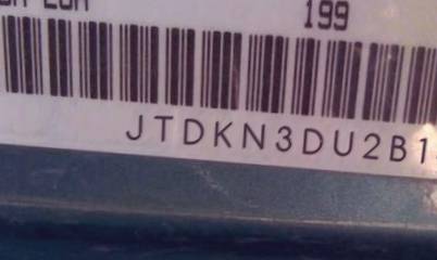 VIN prefix JTDKN3DU2B14